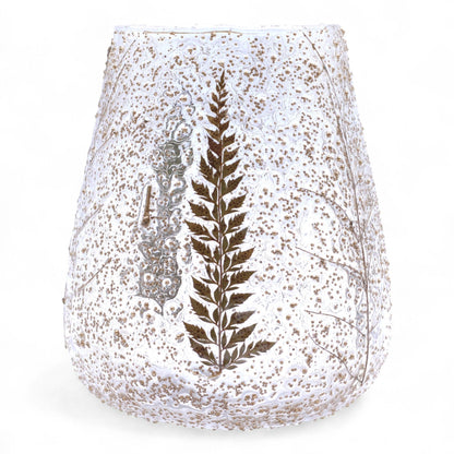 Natural Floral Glass - Large Bowl Candle Holder - Pino - (15x12cm) Natural Floral Glass Candle Holders - Bath Indulgence