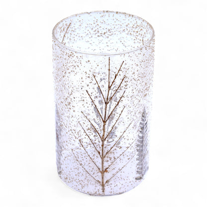 Natural Floral Glass - Tall Vase Candle Holder - Pino - (19x11cm) Natural Floral Glass Candle Holders - Bath Indulgence