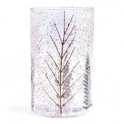Natural Floral Glass - Tall Vase Candle Holder - Pino - (19x11cm) Natural Floral Glass Candle Holders - Bath Indulgence