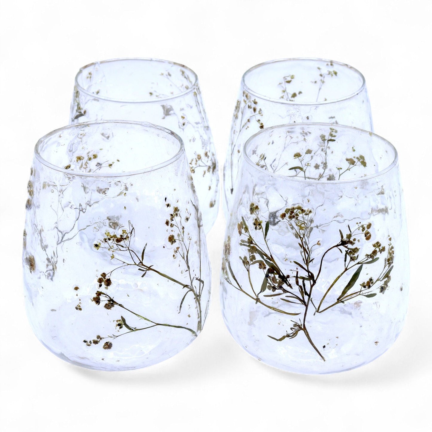 Natural Floral Glass - Vase Candle Holder - Margarita - (12x11cm) Natural Floral Glass Candle Holders - Bath Indulgence
