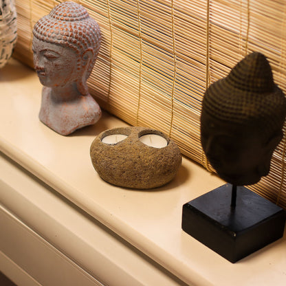 Natural Riverstone Candle Holder - Double Nightlight Riverside Stone Candle Holders - Bath Indulgence