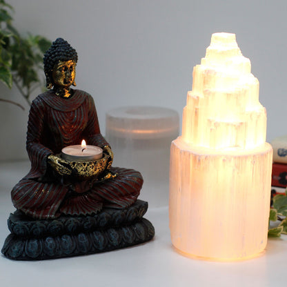 Natural Selenite Tower Lamp - 20 cm Natural Selenite Tower Lamp - Bath Indulgence
