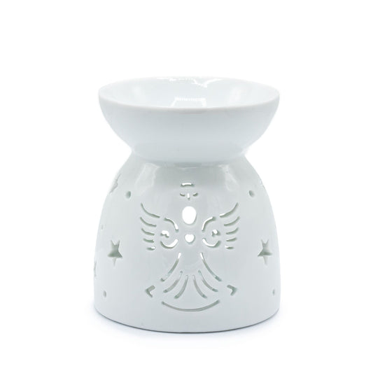 Oil Burner Angel Cut Out - White Various Shaped Ceramic Oil Burners - Bath Indulgence