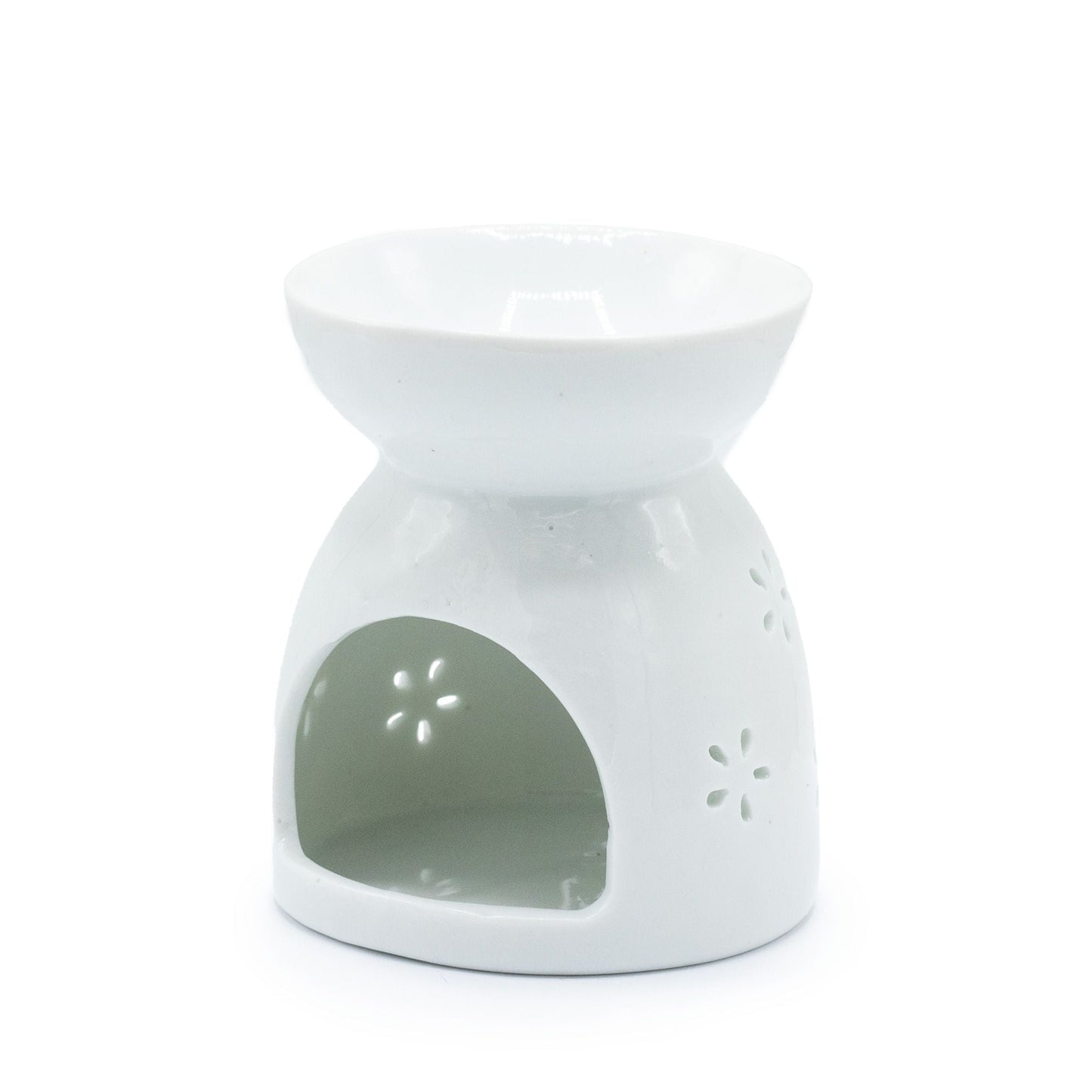 Oil Burner Buddha Cut Out - White Various Shaped Ceramic Oil Burners - Bath Indulgence