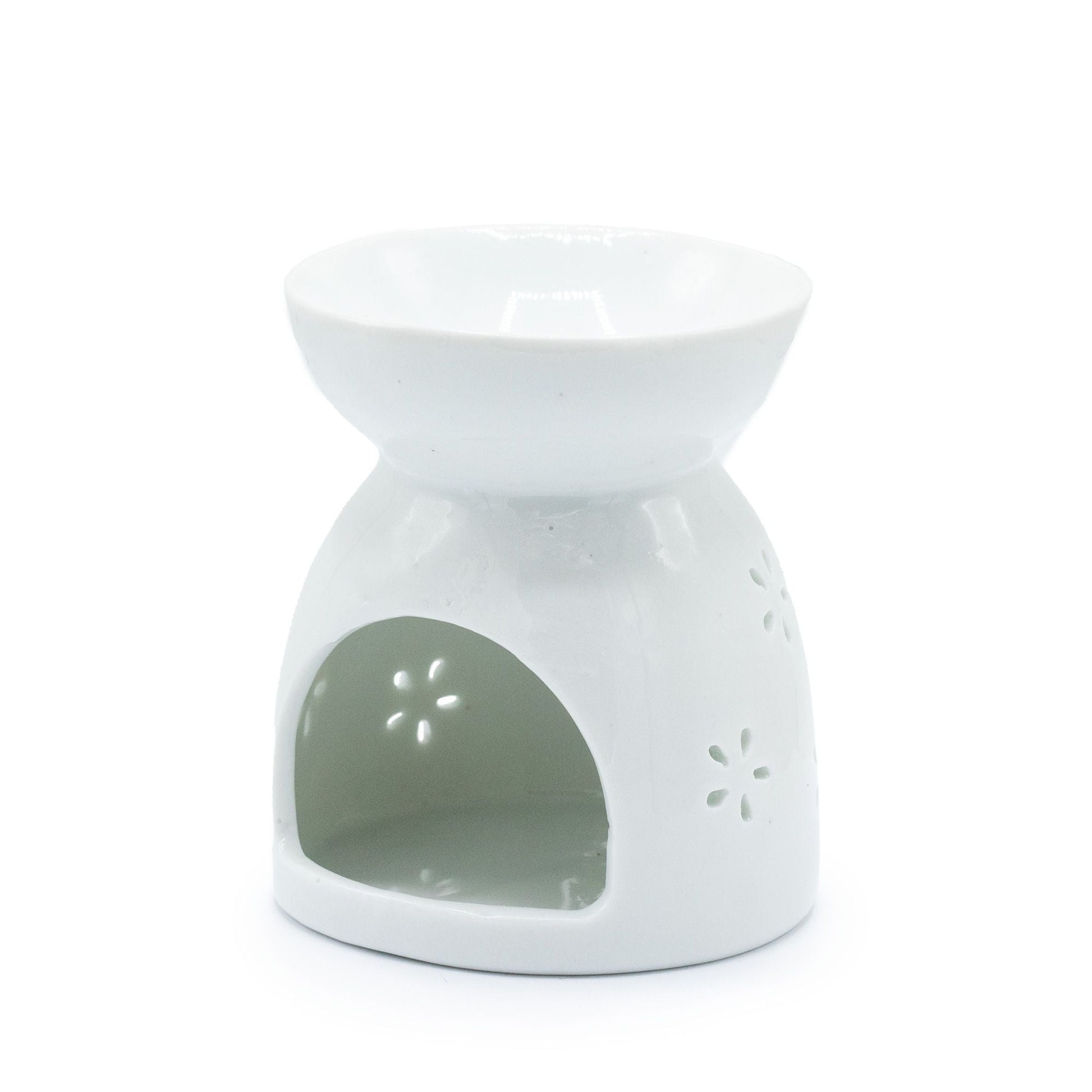 Oil Burner Buddha Cut Out - White Various Shaped Ceramic Oil Burners - Bath Indulgence