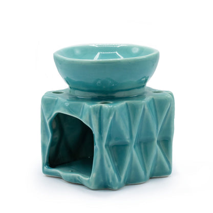 Oil Burner Geometric - Blue Various Shaped Ceramic Oil Burners - Bath Indulgence