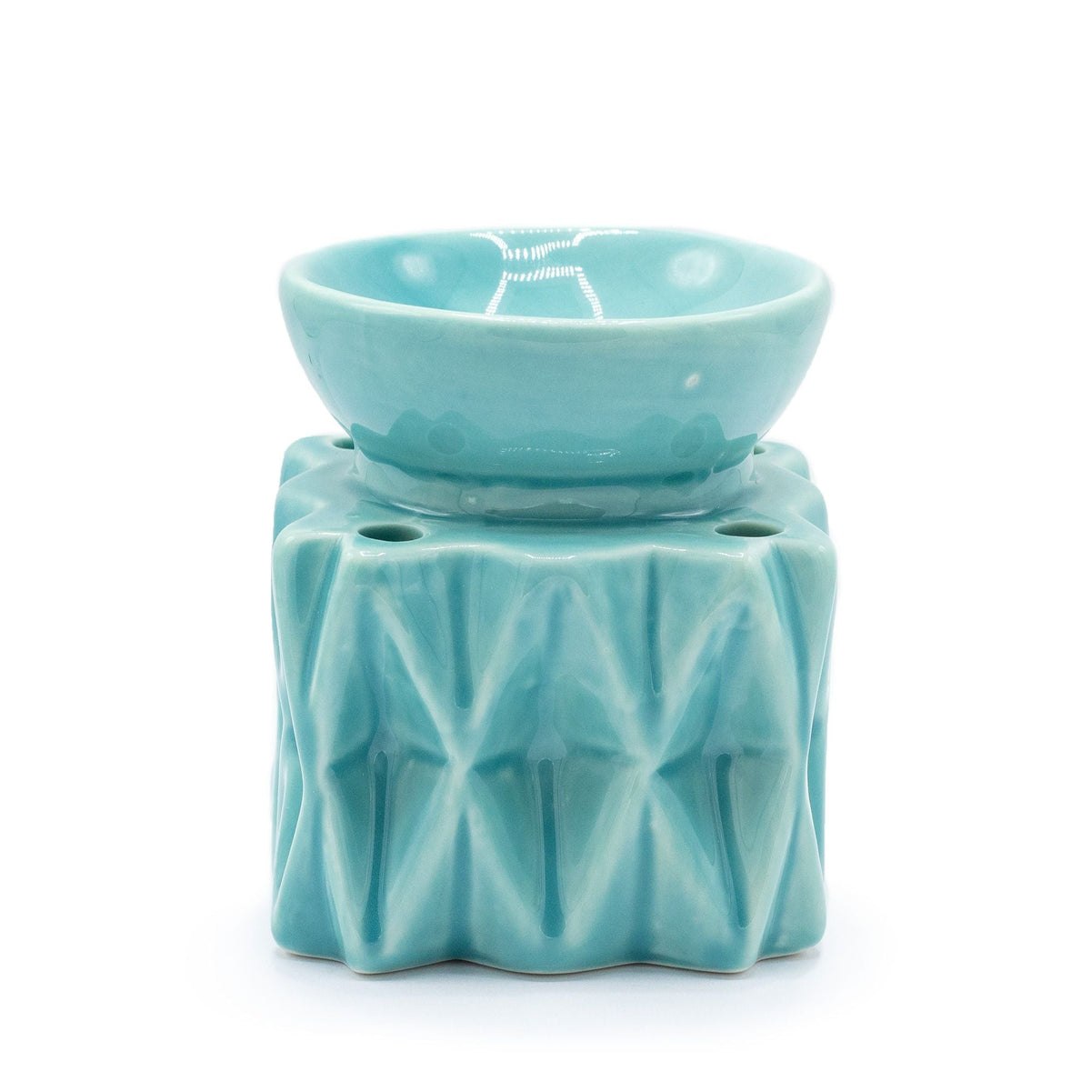 Oil Burner Geometric - Blue Various Shaped Ceramic Oil Burners - Bath Indulgence
