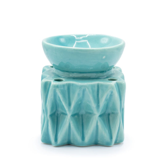 Oil Burner Geometric - Blue Various Shaped Ceramic Oil Burners - Bath Indulgence