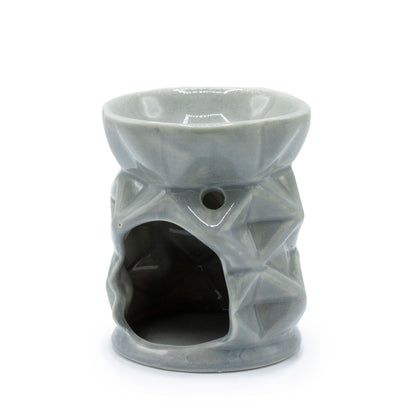 Oil Burner Geometric - Grey Various Shaped Ceramic Oil Burners - Bath Indulgence