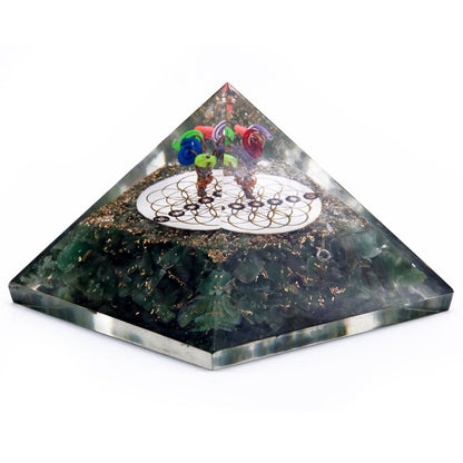 Orgonite Pyramid - Green Acewnturine nd Flower of Life - 70 mm Orgonite Ojbects and Pyramids - Bath Indulgence