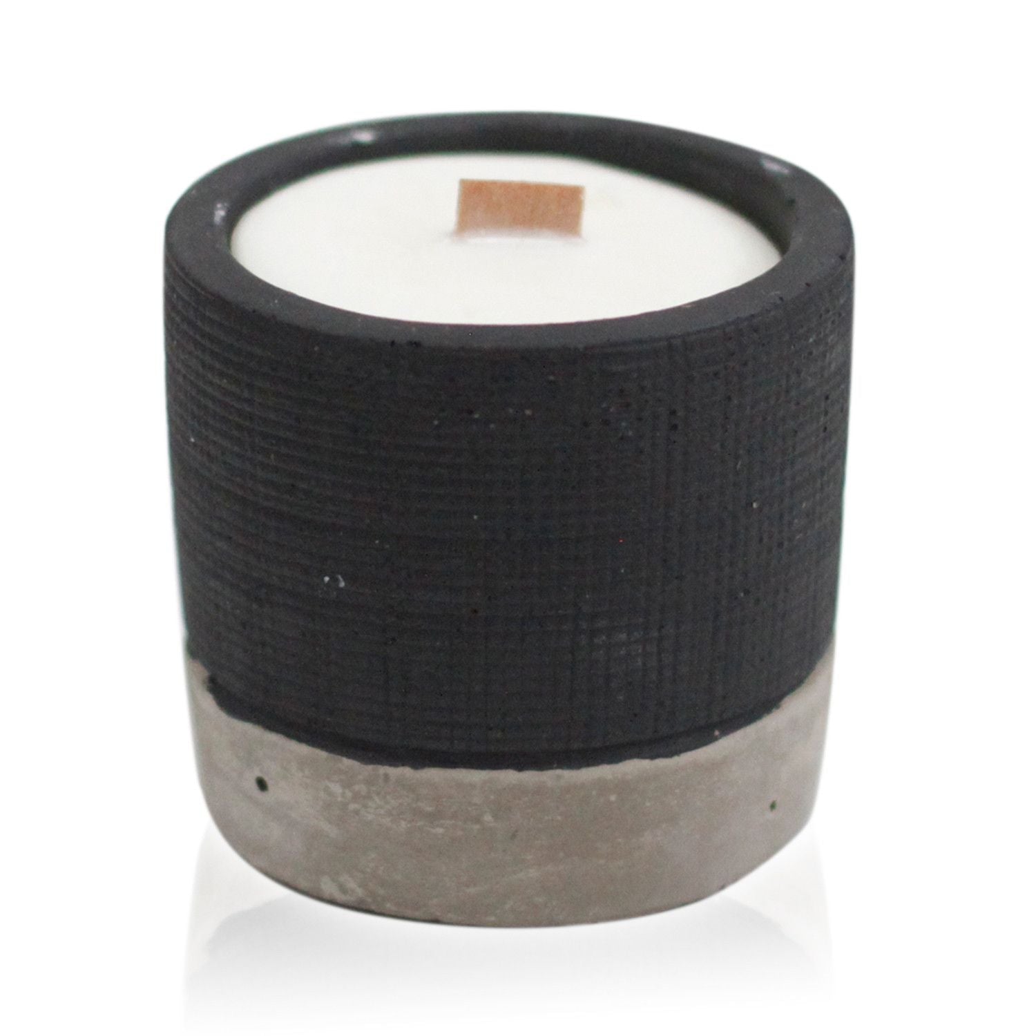 Pot - Black - Brandy Butter Concrete Wooden Wick Candle - Bath Indulgence
