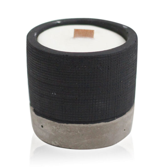 Pot - Black - Brandy Butter Concrete Wooden Wick Candle - Bath Indulgence