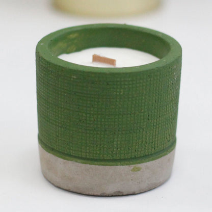 Pot - Green - Sea Moss & Herbs Concrete Wooden Wick Candle - Bath Indulgence