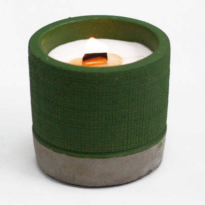 Pot - Green - Sea Moss & Herbs Concrete Wooden Wick Candle - Bath Indulgence