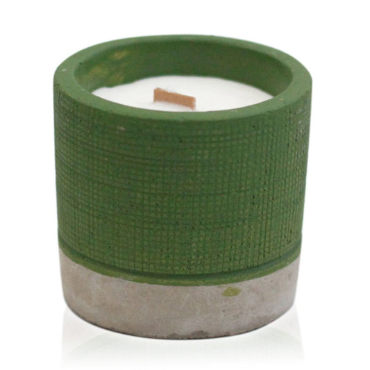 Pot - Green - Sea Moss & Herbs Concrete Wooden Wick Candle - Bath Indulgence