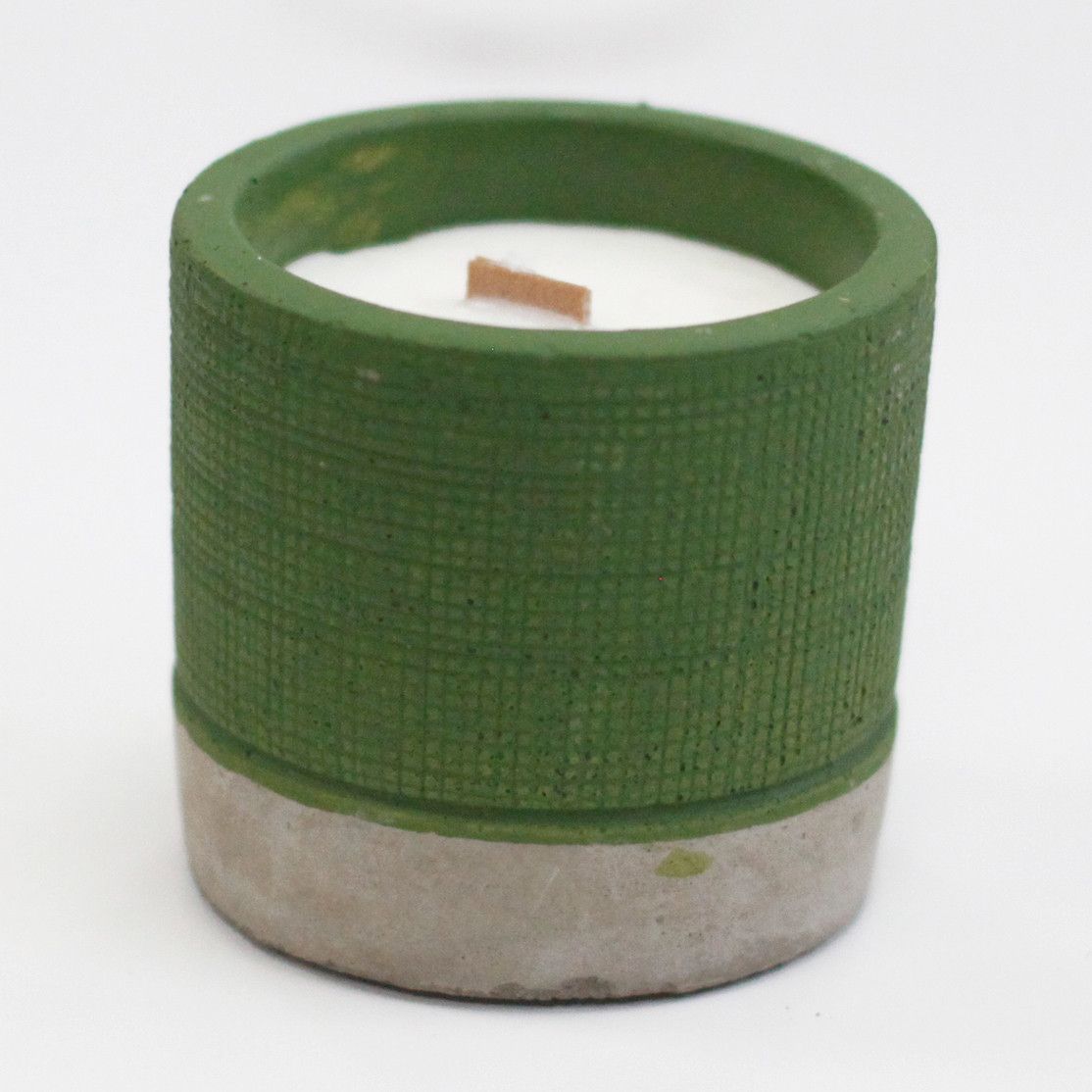 Pot - Green - Sea Moss & Herbs Concrete Wooden Wick Candle - Bath Indulgence