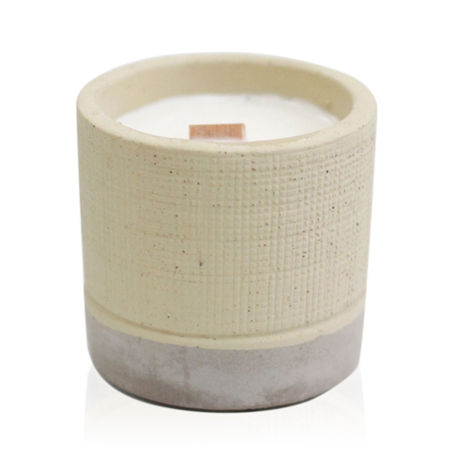 Pot - Grey - Coffee in the Club Concrete Wooden Wick Candle - Bath Indulgence