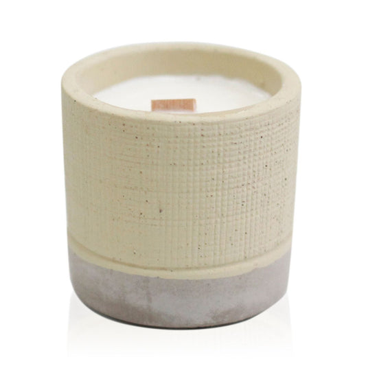 Pot - Grey - Coffee in the Club Concrete Wooden Wick Candle - Bath Indulgence