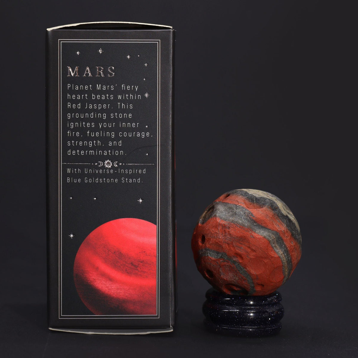 Red Jasper Planet on a Sola Goldstone Stand (MARS) Gemstone Planets on a Goldstone Stand - Bath Indulgence