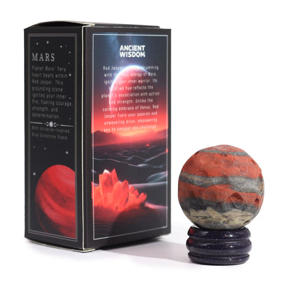 Red Jasper Planet on a Sola Goldstone Stand (MARS) Gemstone Planets on a Goldstone Stand - Bath Indulgence
