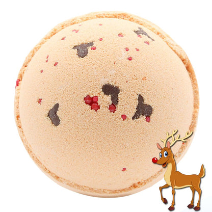 Reindeer and Red Nose Bath Bomb - Toffee & Caramel Jumbo Bath Bombs - 180g - Bath Indulgence
