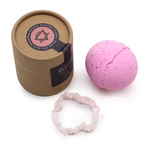 Rose Quartz Gem Bracelet Bath Bomb - Bath Indulgence