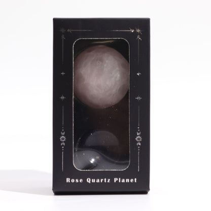 Rose Quartz Planet on a Sola Goldstone Stand (VENUS) Gemstone Planets on a Goldstone Stand - Bath Indulgence