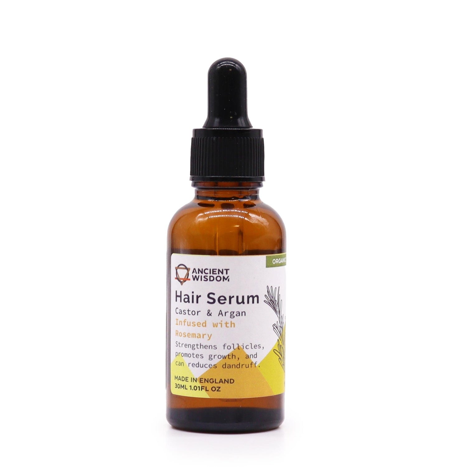 Rosemary Organic Hair Serum 30ml - Handmade In UK Vegan Premium Ingredients - Bath Indulgence