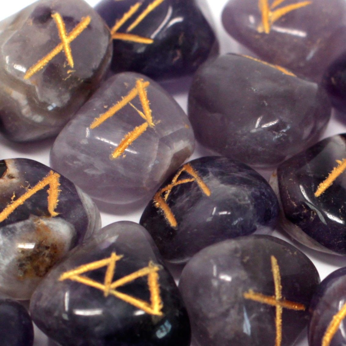 Runes Stone Set in Pouch - Amethyst Indian Rune Sets - Bath Indulgence