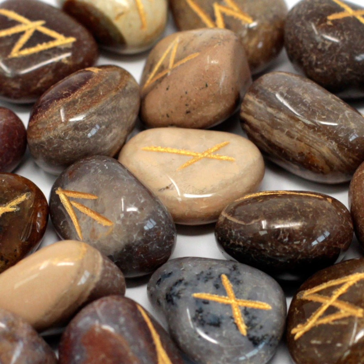 Runes Stone Set in Pouch - Fancy Jasper Indian Rune Sets - Bath Indulgence
