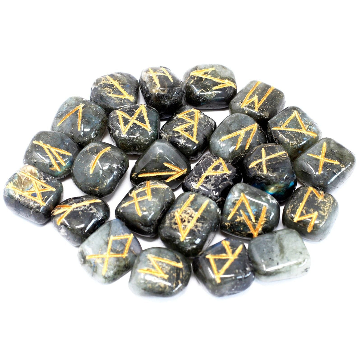 Runes Stone Set in Pouch - Labradorite Indian Rune Sets - Bath Indulgence