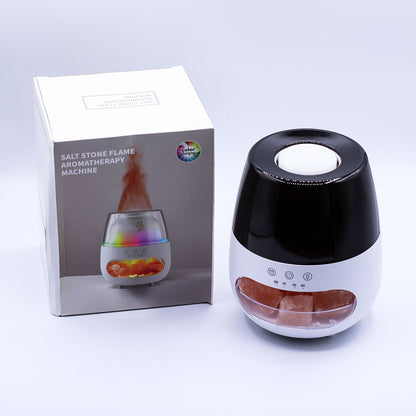 Salt Stone Flame Effect Aroma Diffuser - White USB - Colour Change and Timer Aroma Diffusers - Bath Indulgence