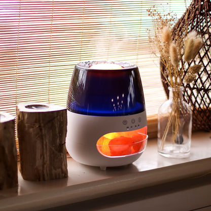 Salt Stone Flame Effect Aroma Diffuser - White USB - Colour Change and Timer Aroma Diffusers - Bath Indulgence