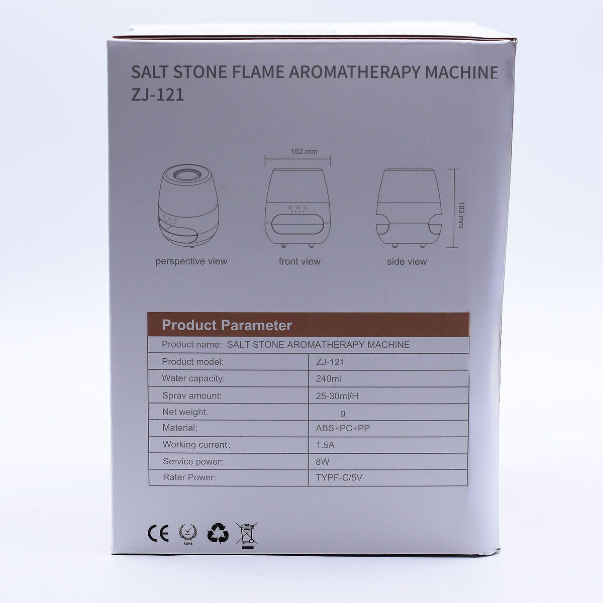 Salt Stone Flame Effect Aroma Diffuser - White USB - Colour Change and Timer Aroma Diffusers - Bath Indulgence