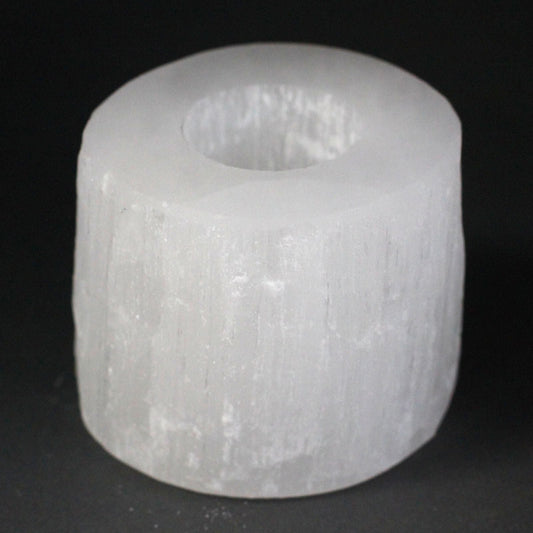 Selenite Cylinder Candle Holder - 8 cm Selenite Candle Holders - Bath Indulgence