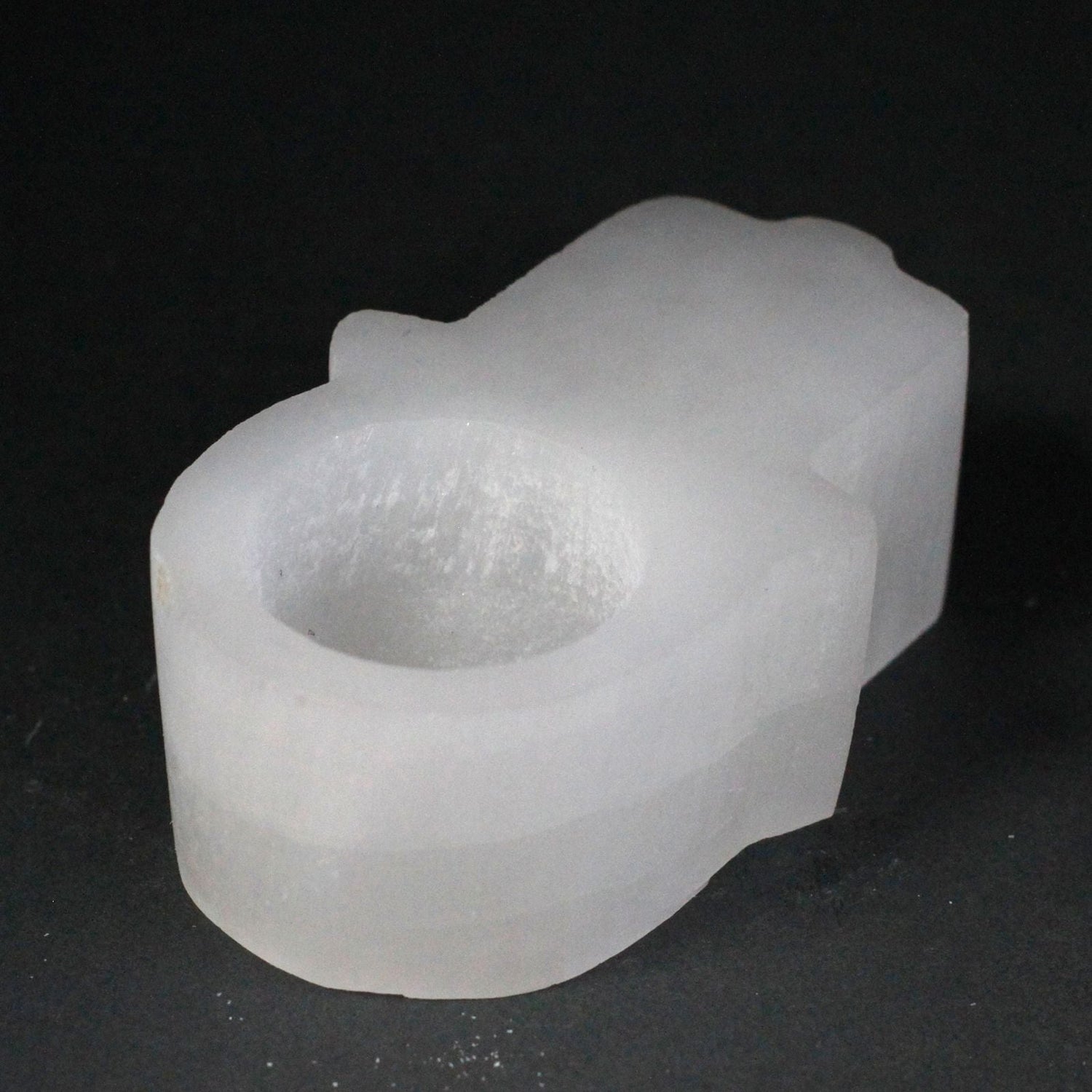 Selenite Hamsa Candle Holder  Selenite Candle Holders - Bath Indulgence
