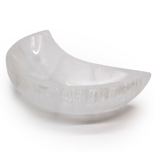 Selenite Moon Bowl - 15cm Selenite Bowls - Bath Indulgence