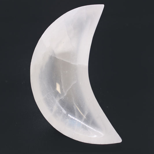 Selenite Moon Bowl - 15cm Selenite Bowls - Bath Indulgence
