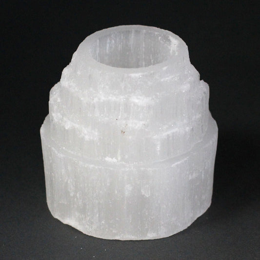 Selenite Mountain Top Candle Holder - 8 cm Selenite Candle Holders - Bath Indulgence