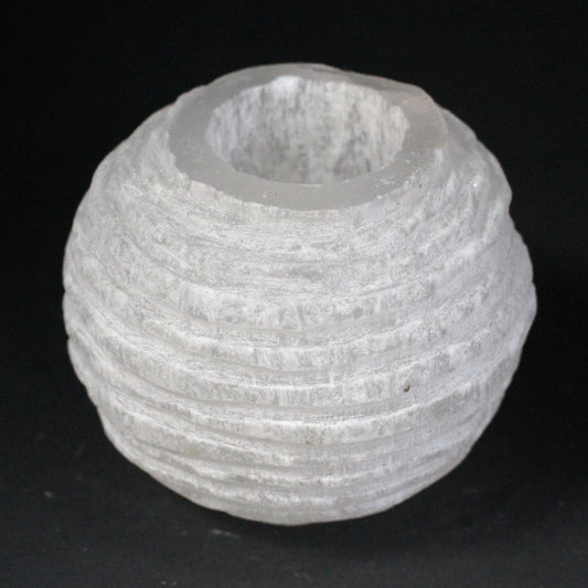 Selenite Snowball Candle Holder - 8 cm Selenite Candle Holders - Bath Indulgence