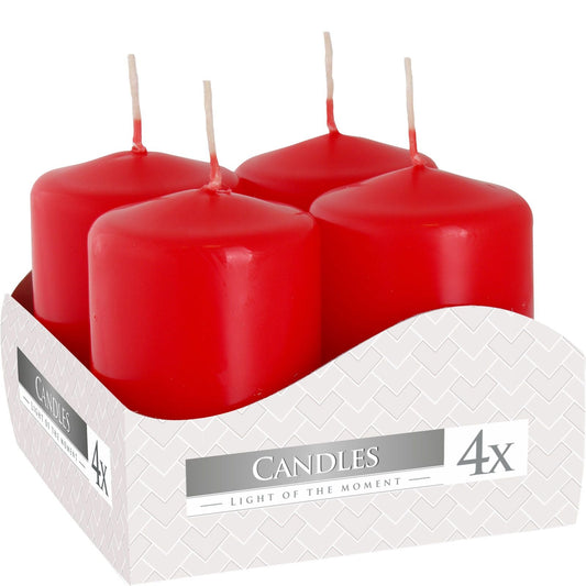 Set of 4 Pillar Candles 40x60mm - Red Pillar Candle - Bath Indulgence