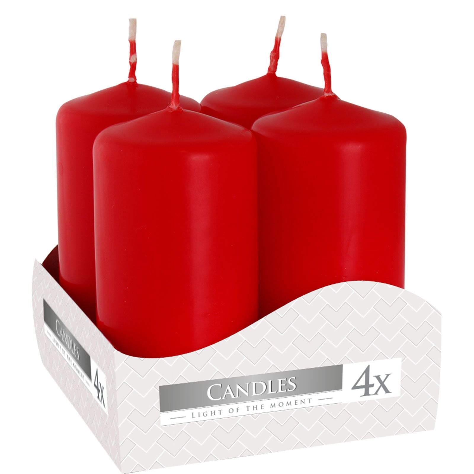 Set of 4 Pillar Candles 40x80mm - Red Pillar Candle - Bath Indulgence