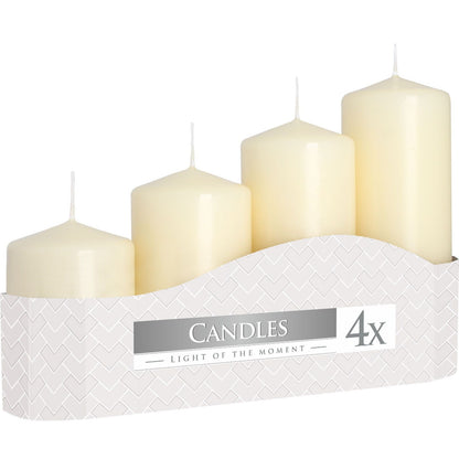 Set of 4 Pillar Candles 50mm (11/16/22/33H) - Ivory Pillar Candle - Bath Indulgence