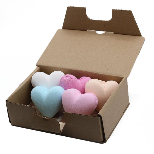 Set of 6 mixed Love Heart Bath Bombs 70g Love Heart Bath Bomb 70g - Bath Indulgence