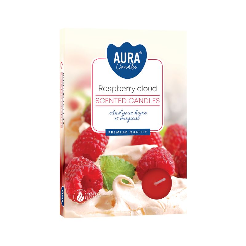 Set of 6 Scented Tealights - Raspberry Cloud Scented Tealights - Bath Indulgence