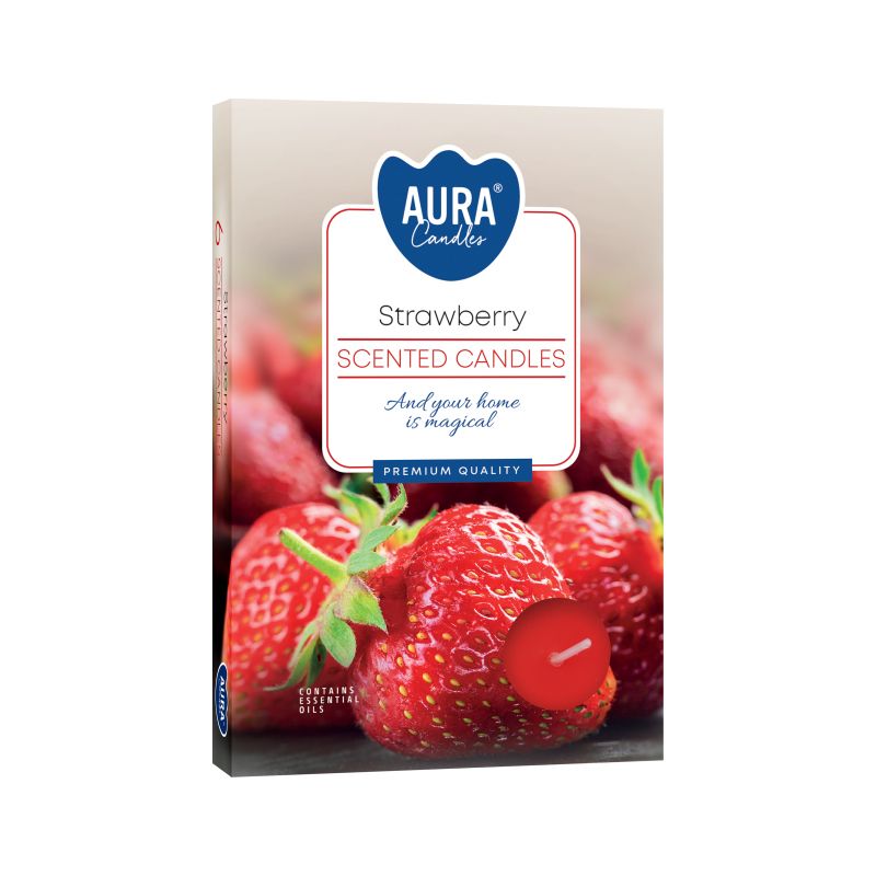 Set of 6 Scented Tealights - Strawberry Scented Tealights - Bath Indulgence