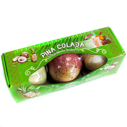 Set of Three Piña Colada Bath Bombs Cocktail Bath Bombs - Bath Indulgence