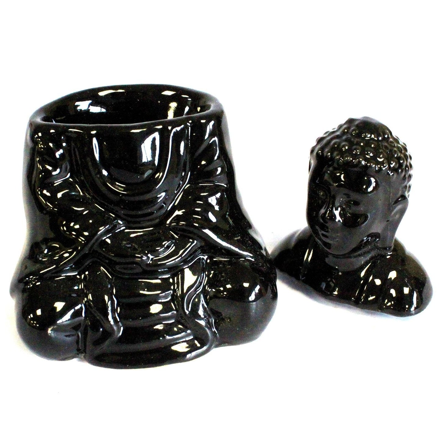 Sitting Buddha Oil Burner - Black Classic Buddha Oil Burners - Bath Indulgence