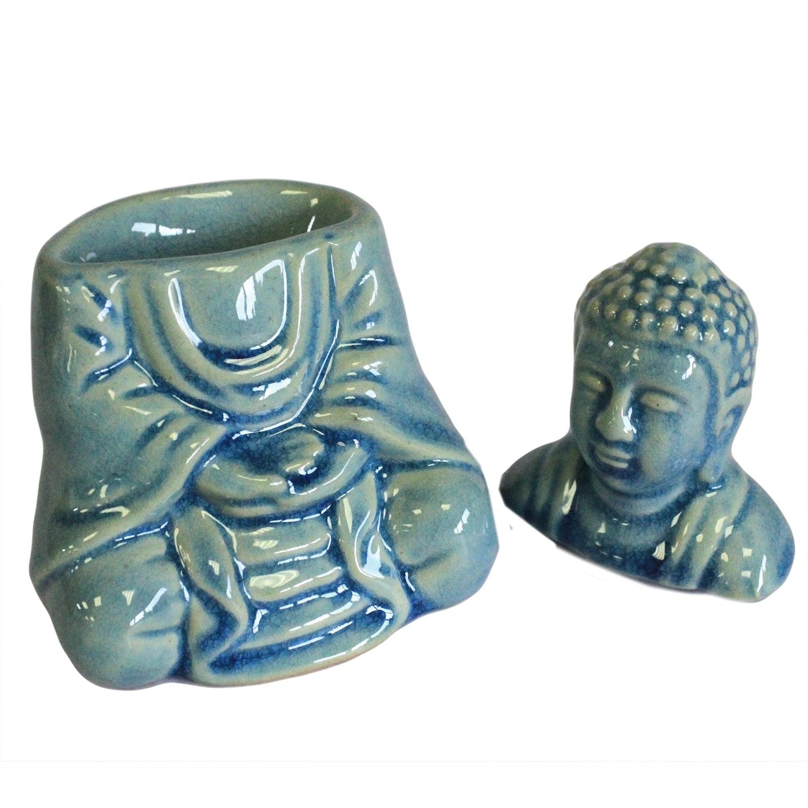 Sitting Buddha Oil Burner - Blue Classic Buddha Oil Burners - Bath Indulgence