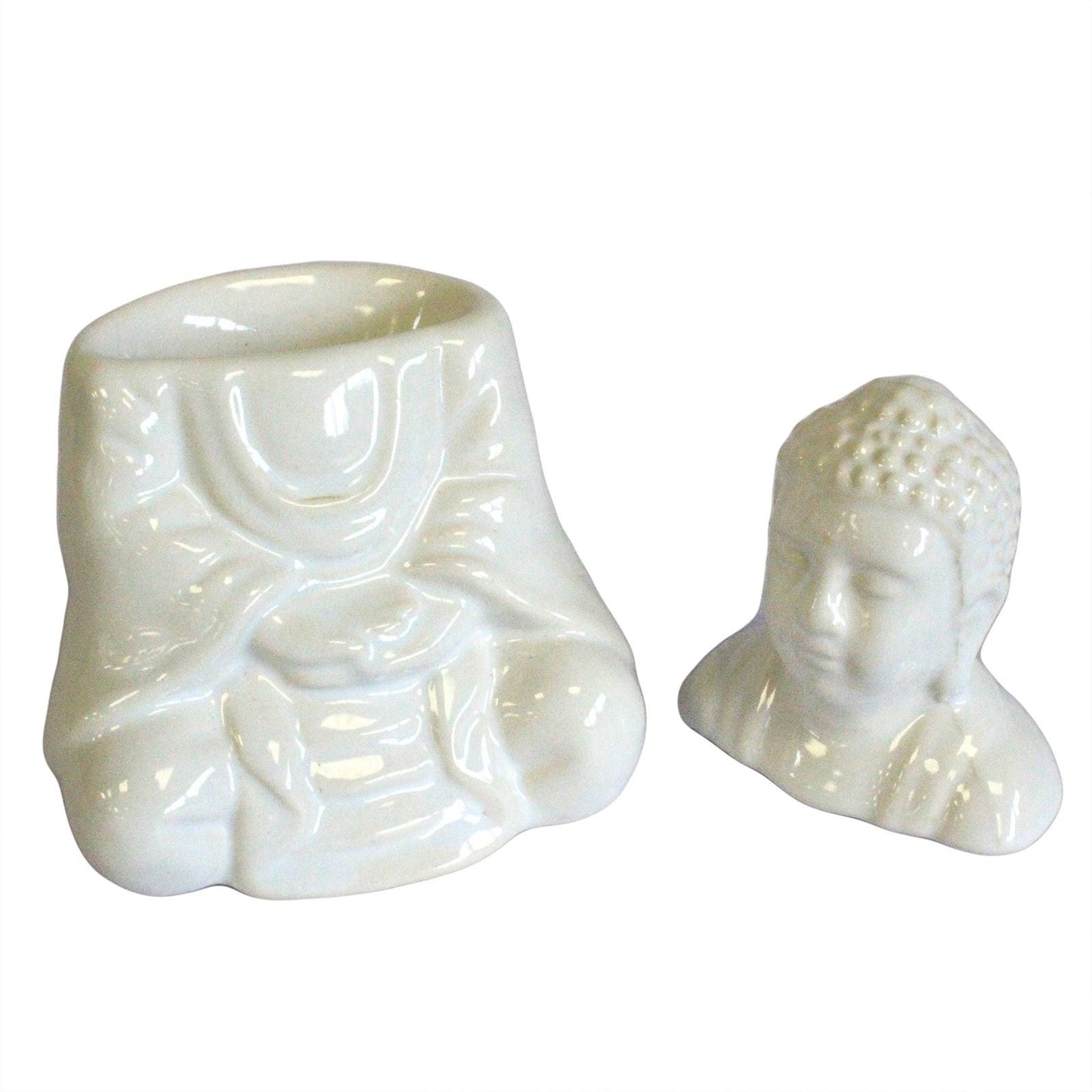 Sitting Buddha Oil Burner - White Classic Buddha Oil Burners - Bath Indulgence